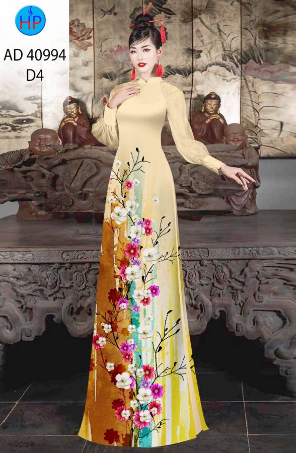 Vải Áo Dài Hoa In 3D AD 40994 17